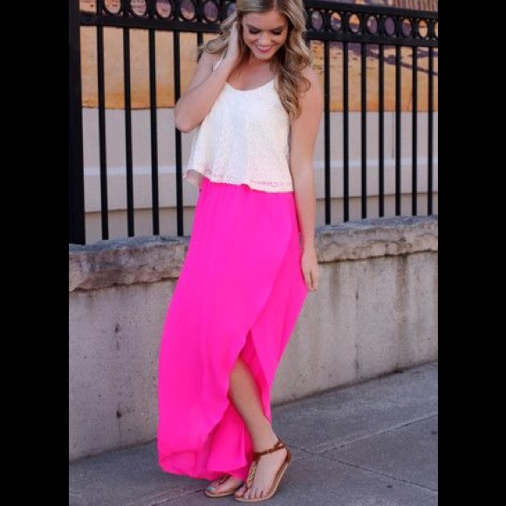 🌸🌺👛HOT PINK sheer long skirt
